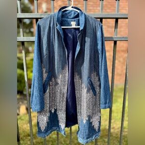 Chico's Blue and White Patterned Jacket